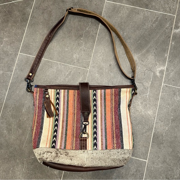 Myra Bag Bags Myra Bag Crossbody Cowhide Canvas Leather Boho
